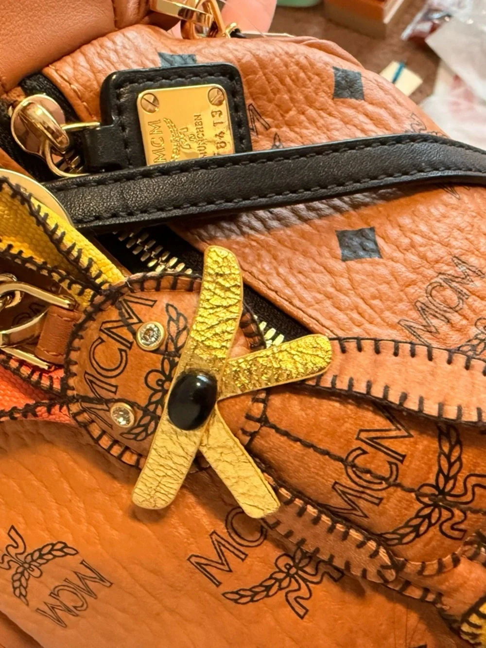 RARE Limited Edition MCM Visetos Rabbit Zoo Doll Cognac with Strap and Charm